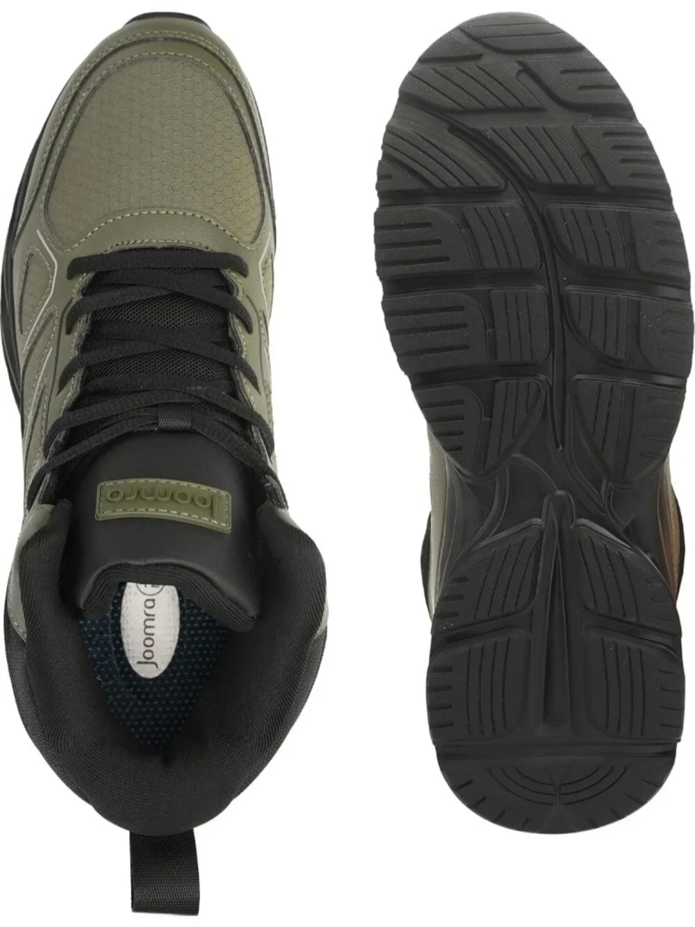 Joomra Men's Military Green Rubber Leather High Top Athletic Lace Up Sneakers